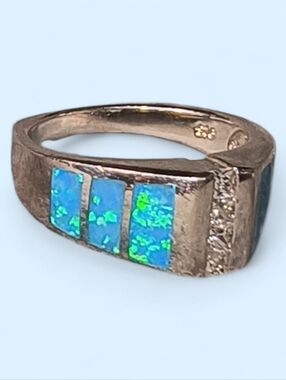 Lab Blue Fire Opal Ring, Clear Gemstone And Sterling Silver Ring